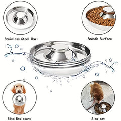 Stainless Steel Slow Feeder Dog Bowl for Healthy Eating