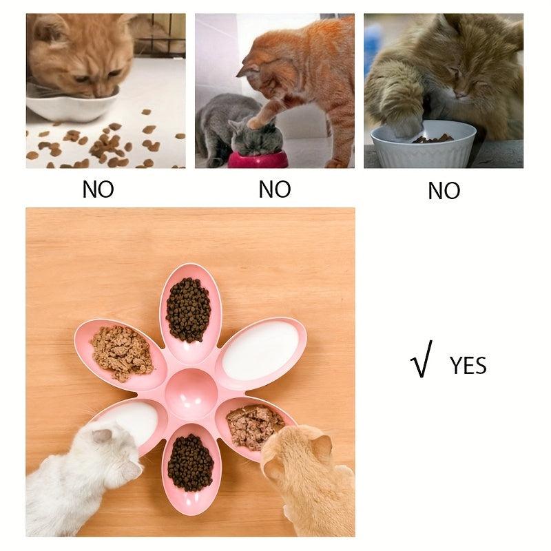 Creative Petal Shaped Plastic Cat Bowl Cat Food Water Dishes