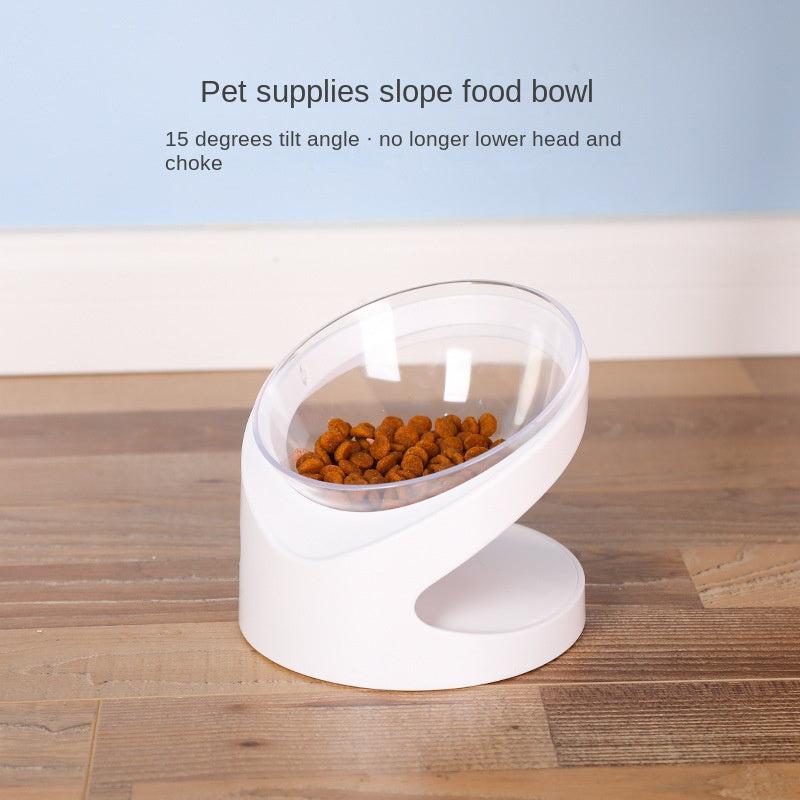 Elevated Transparent Cat Food Bowl with Slanted Stand for Healthy Eating