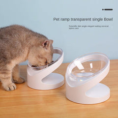 Elevated Transparent Cat Food Bowl with Slanted Stand for Healthy Eating