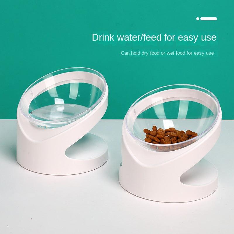 Elevated Transparent Cat Food Bowl with Slanted Stand for Healthy Eating