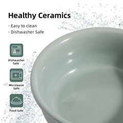 Adjustable Elevated Ceramic Pet Bowl with Wooden Stand