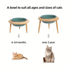 Adjustable Elevated Ceramic Pet Bowl with Wooden Stand