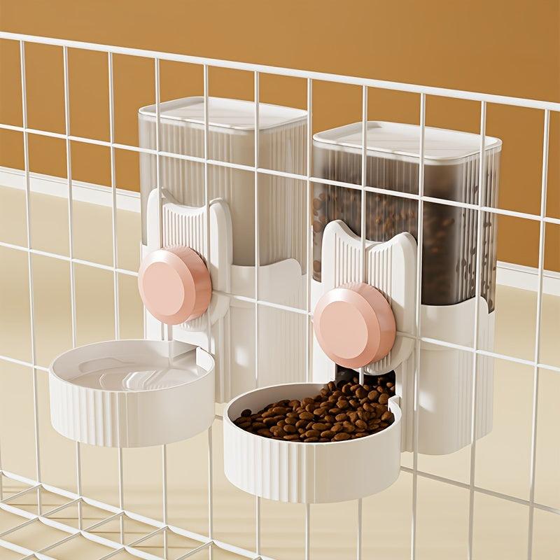 Hanging Auto Cat Food & Water Dispenser Gravity Pet Feeder & Waterer