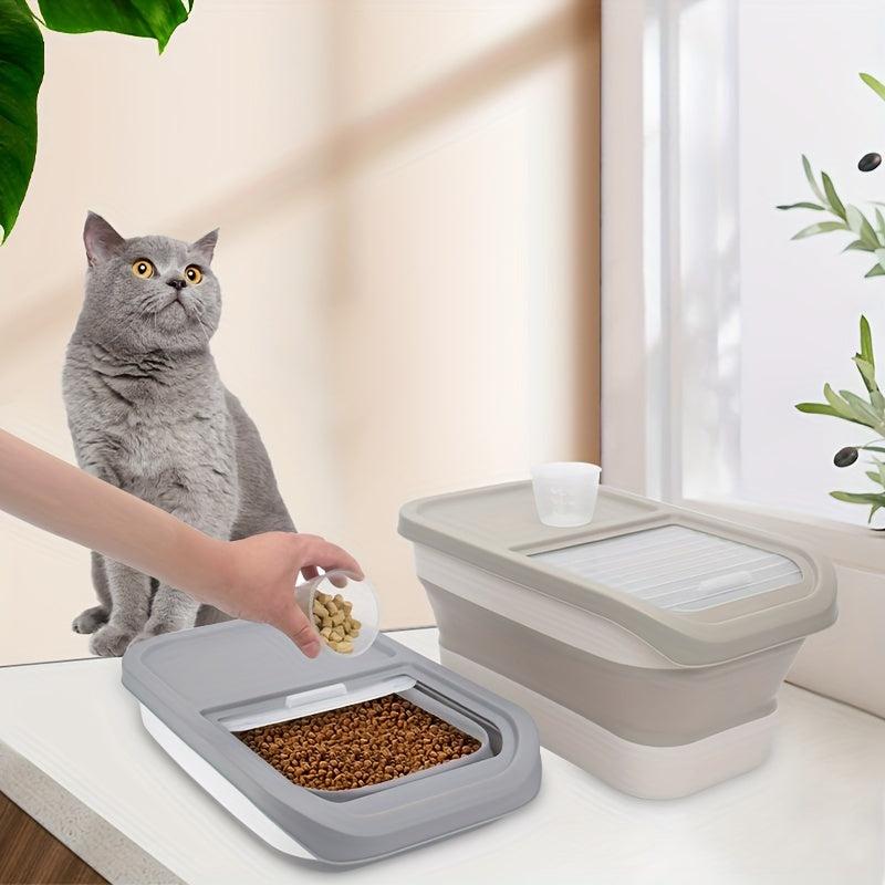 Large Foldable Pet Food Storage Bucket, Moisture Proof Container