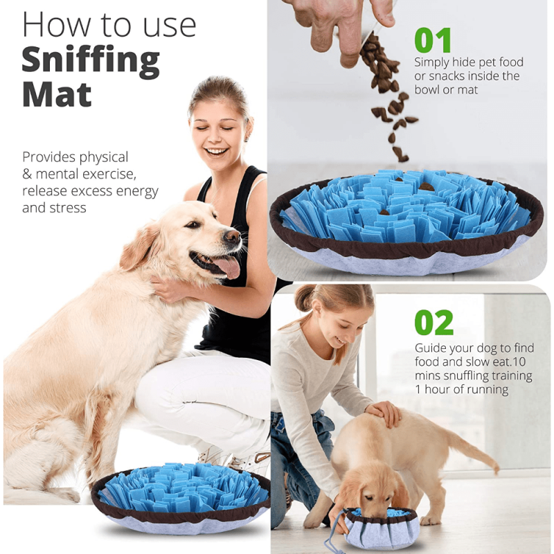 Dog Snuffle Mat Washable Interactive Slow Feeder Bowl