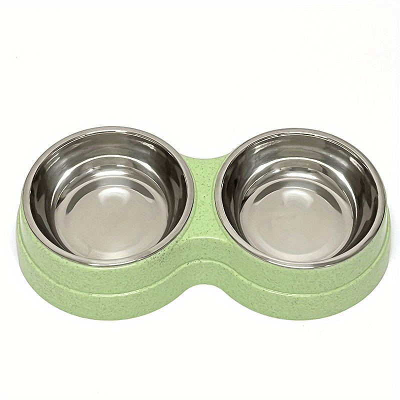 2-in-1 Double Pet Bowls Cat Food and Water Feeder with Stainless Steel Bowls