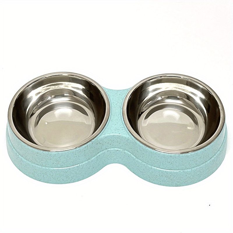 2-in-1 Double Pet Bowls Cat Food and Water Feeder with Stainless Steel Bowls