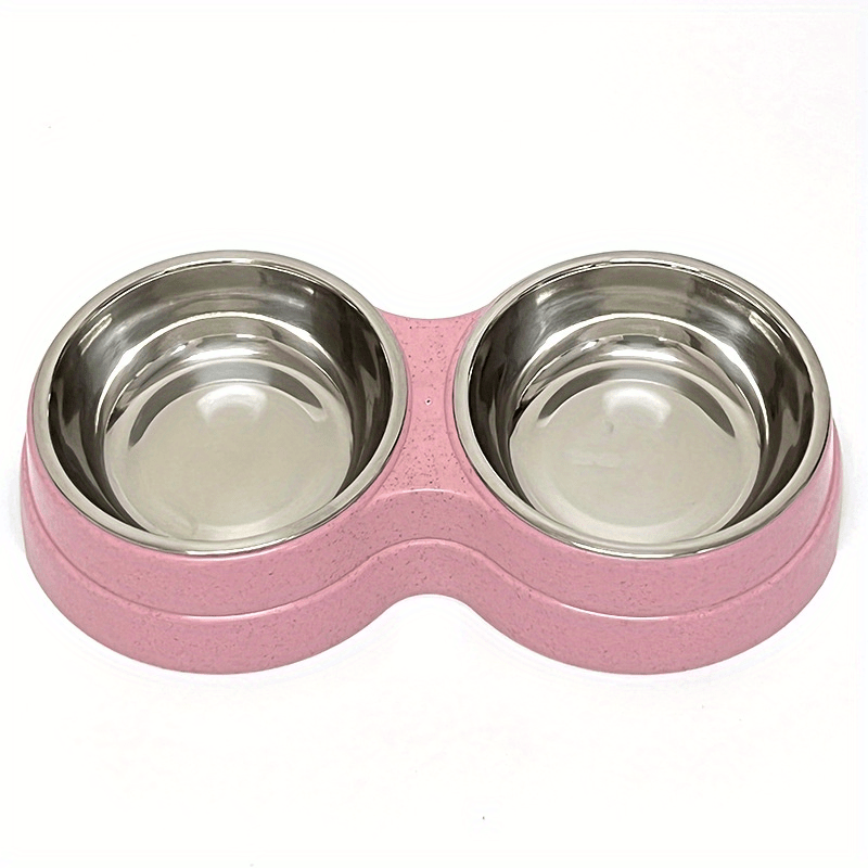 2-in-1 Double Pet Bowls Cat Food and Water Feeder with Stainless Steel Bowls