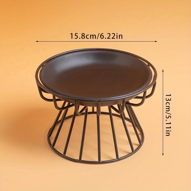 2pcs Cat Bowl Ceramic Raised Food Water Dish Bowl With Iron Stand