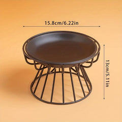 2pcs Cat Bowl Ceramic Raised Food Water Dish Bowl With Iron Stand
