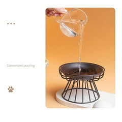 2pcs Cat Bowl Ceramic Raised Food Water Dish Bowl With Iron Stand
