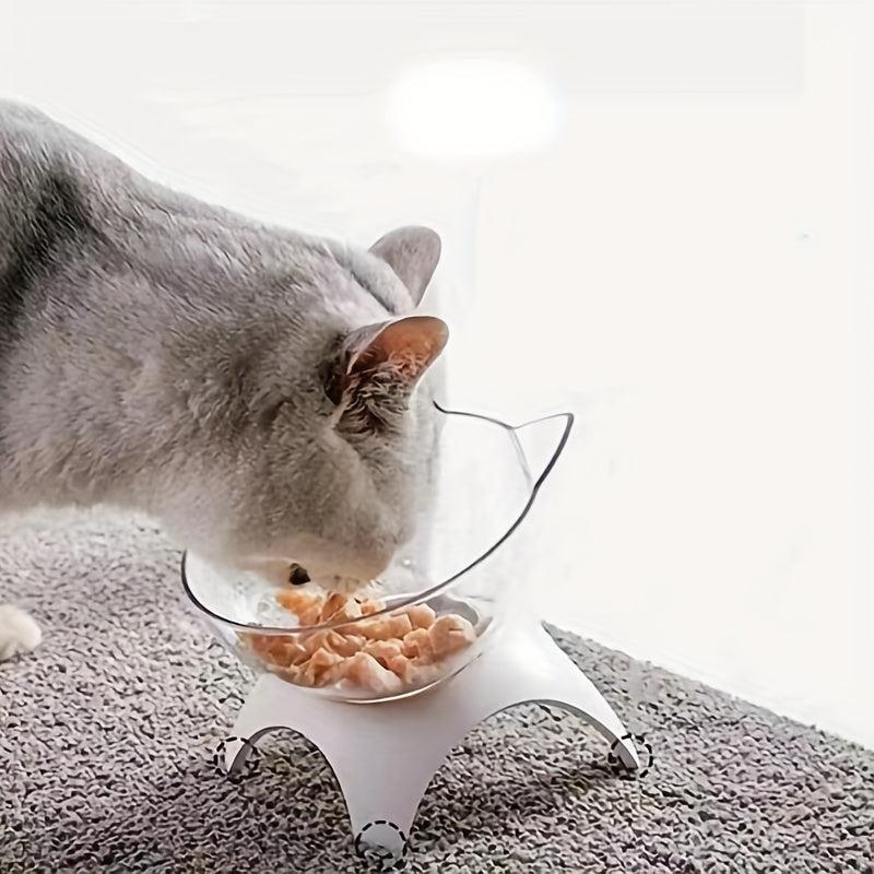 Transparent Cat Ear Shaped Pet Bowl Raised Neck Protector