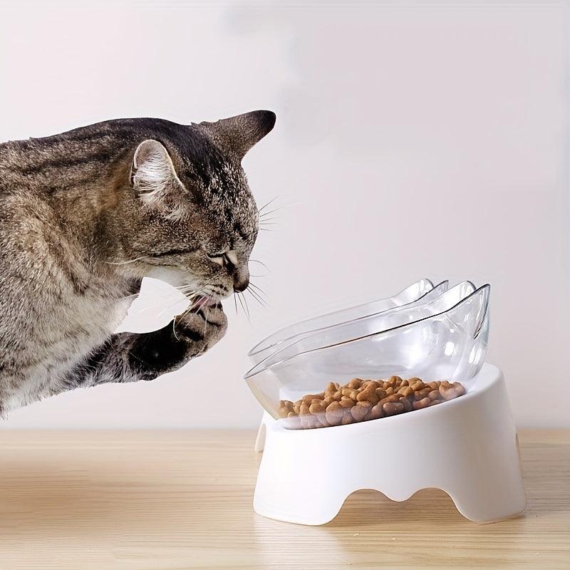 Transparent Cat Ear Shaped Pet Bowl Raised Neck Protector