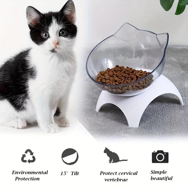 Transparent Cat Ear Shaped Pet Bowl Raised Neck Protector