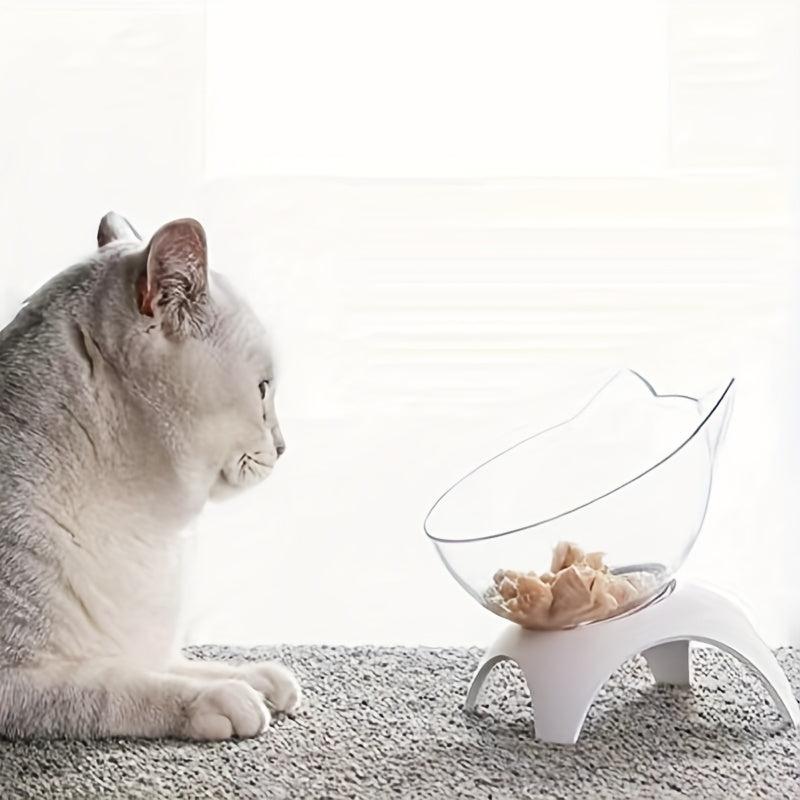Transparent Cat Ear Shaped Pet Bowl Raised Neck Protector