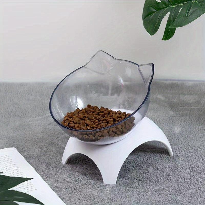 Transparent Cat Ear Shaped Pet Bowl Raised Neck Protector