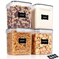 Airtight Pet Food Storage Containers 4-Pack 2.5L BPA Plastic w/ Labels & Marker