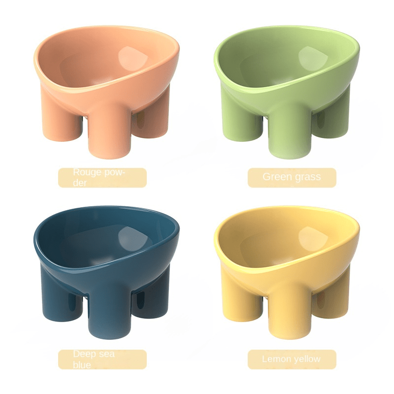 Elevated Cat Food and Water Bowls with Plastic Neck Protector