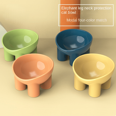 Elevated Cat Food and Water Bowls with Plastic Neck Protector