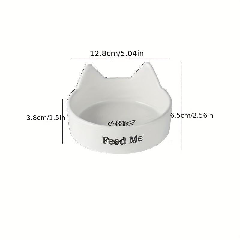 Ceramic Cat Food & Water Bowl with Wooden Stand