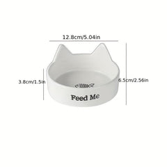 Ceramic Cat Food & Water Bowl with Wooden Stand