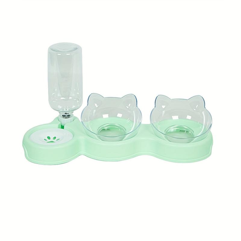Elevated Cat Bowls With Water Dispenser Automatic Feeder Neck Protection
