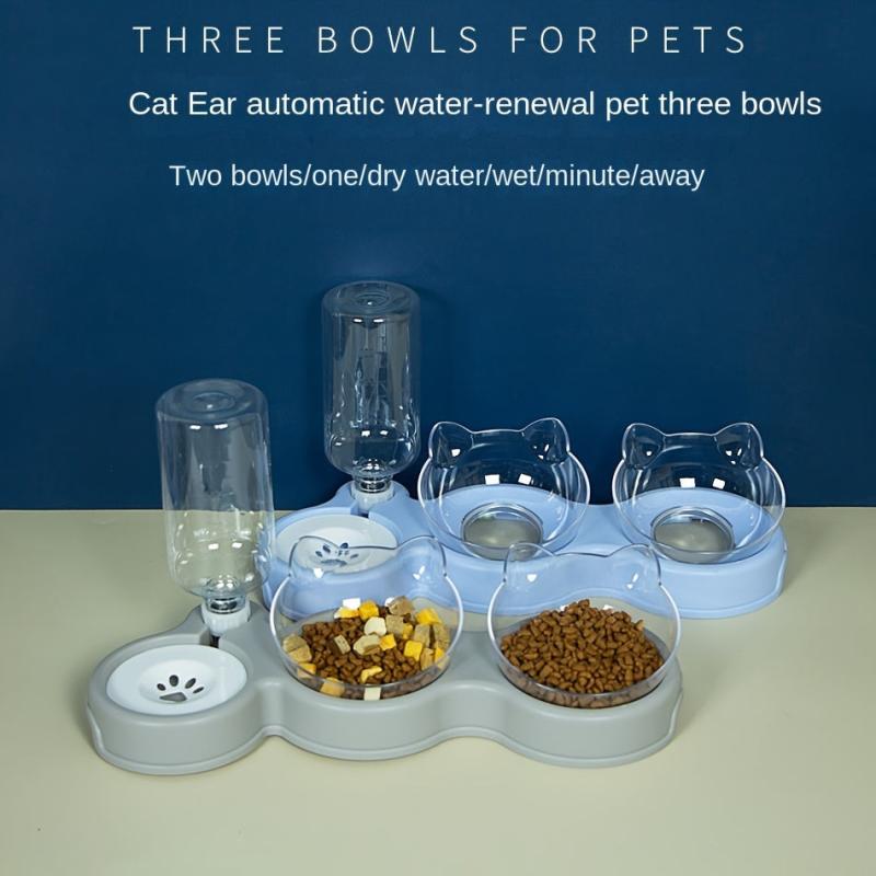 Elevated Cat Bowls With Water Dispenser Automatic Feeder Neck Protection