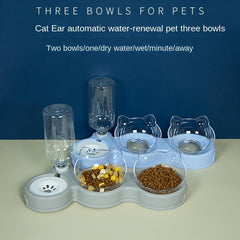 Elevated Cat Bowls With Water Dispenser Automatic Feeder Neck Protection