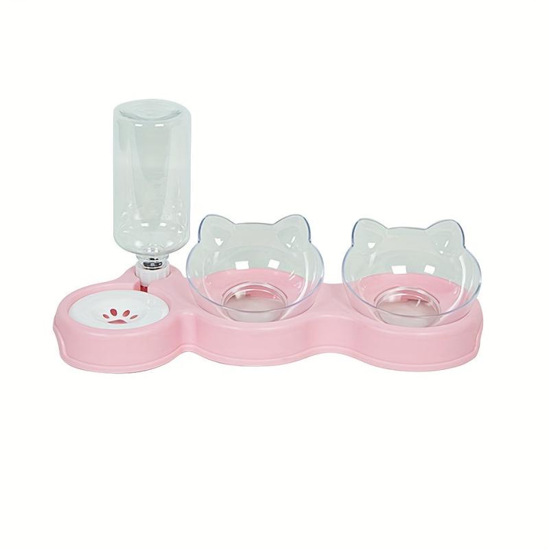 Elevated Cat Bowls With Water Dispenser Automatic Feeder Neck Protection