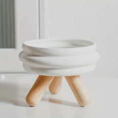 Ceramic Cat Bowl on Wooden Stand - Promotes Healthy Digestion