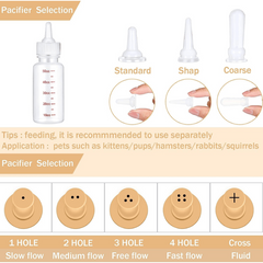Pet Nursing Bottle Kit 17pcs 2 Bottles 8 Pacifiers 5 Syringes 2 Brushes