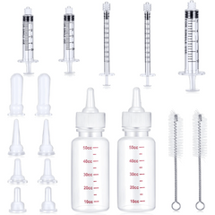 Pet Nursing Bottle Kit 17pcs 2 Bottles 8 Pacifiers 5 Syringes 2 Brushes
