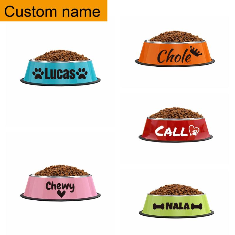 Custom Name Non Slip Stainless Steel Pet Bowl