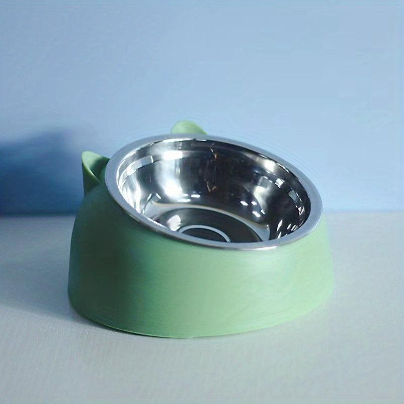 Raised Pet Feeder Stainless Steel Tilted Elevated Drinking Bowl