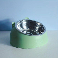 Raised Pet Feeder Stainless Steel Tilted Elevated Drinking Bowl