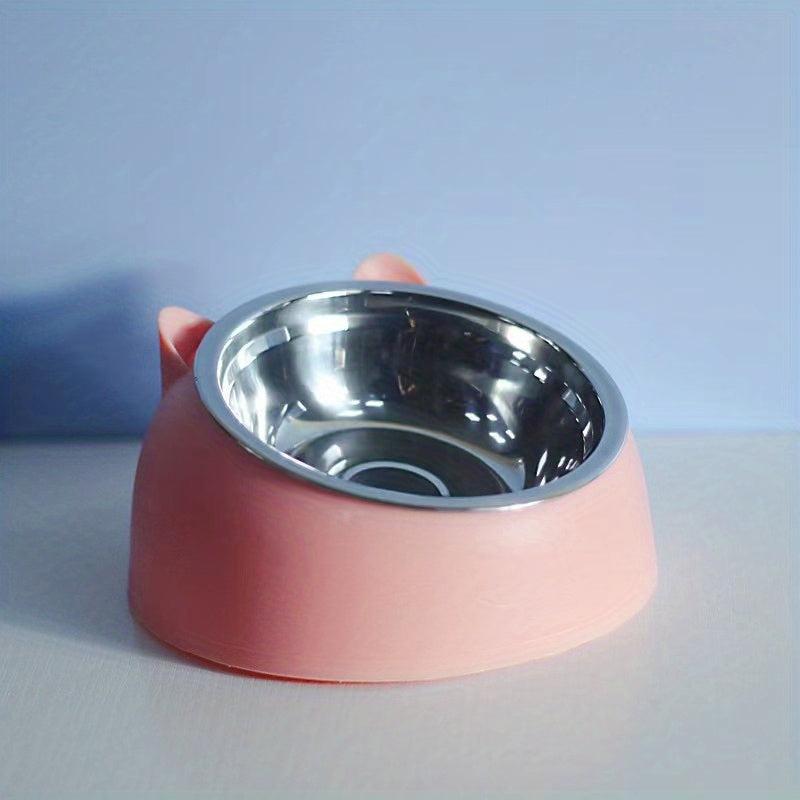 Raised Pet Feeder Stainless Steel Tilted Elevated Drinking Bowl