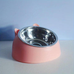 Raised Pet Feeder Stainless Steel Tilted Elevated Drinking Bowl