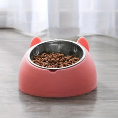 Raised Pet Feeder Stainless Steel Tilted Elevated Drinking Bowl