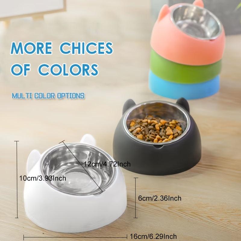 Raised Pet Feeder Stainless Steel Tilted Elevated Drinking Bowl