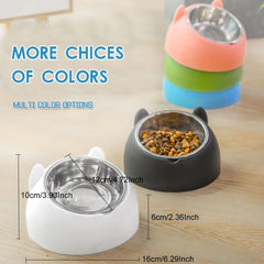 Raised Pet Feeder Stainless Steel Tilted Elevated Drinking Bowl