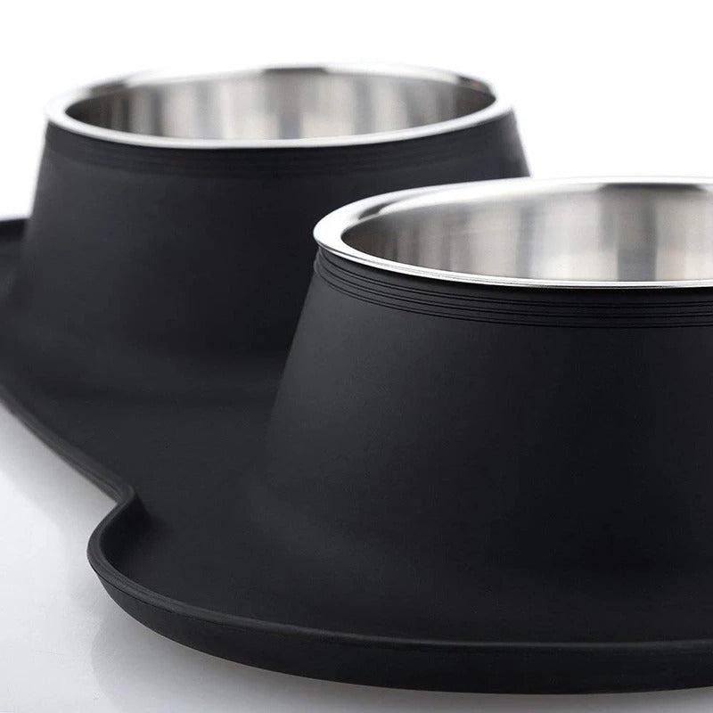Double Stainless Steel Dog Bowls with Silicone Mat