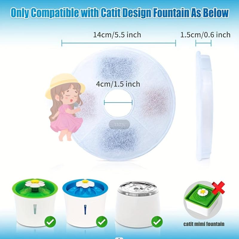 8 Pack Cat Water Fountain Filters Triple Filtration System