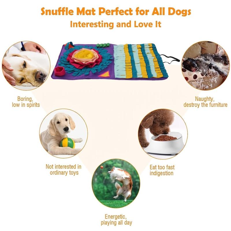 Interactive Dog Snuffle Mat Slow Feeder Toy Portable Foldable Pet Sniffing Pad