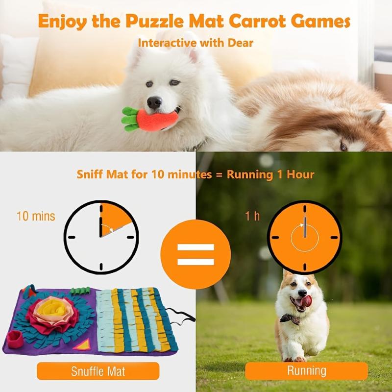 Interactive Dog Snuffle Mat Slow Feeder Toy Portable Foldable Pet Sniffing Pad