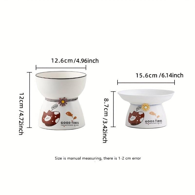 Elevated Ceramic Cat & Dog Food Bowls Set