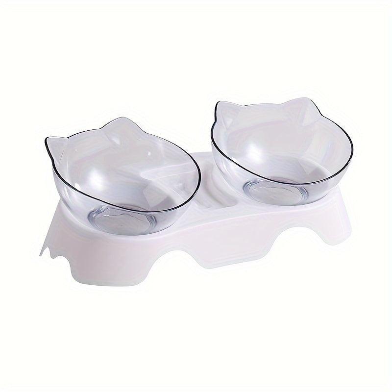 Plastic Elevated Double Pet Bowls for Indoor Cats