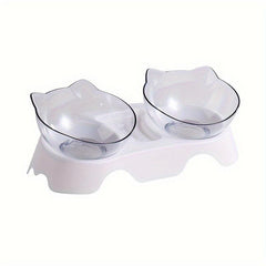 Plastic Elevated Double Pet Bowls for Indoor Cats