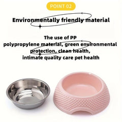 Non Slip Heart Shaped Dog Bowl - Stainless Steel Pet Feeding Basin
