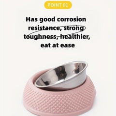 Non Slip Heart Shaped Dog Bowl - Stainless Steel Pet Feeding Basin